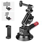 Neewer 3" Suction Cup Camera Mount Bracket with Ball Head Magic Arm, 1/4" ARRI Holes, Quick Release Car Mount with Phone Holder & Action Cam Adapter Compatible with iPhone DJI Insta360, CA104