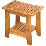 NNN 18" Standard Teak Shower Bench with Japan-Made Non-Slip Leveling Feet