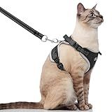 Supet Cat Harness and Leash for Walking Escape Proof, Adjustable for Cats, Easy Control Large Harness for Medium Small Cat, Black M