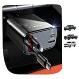 LISEN Long Retractable Car Charger 4 in 1 (47.2in Cable), USB C Car Charger for Truck/Jeep Drivers, Light Truck Jeep Accessories Fast Charging for iPhone 17 16 15 14 13 12 11 Series, Samsung S26 S25