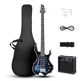 Ktaxon Electric Bass Guitar Flame Design Bass Guitar Kit (Lightning)