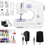 Portable Sewing Machine for Beginners, Mini Sewing Machine with 12 Built-In Stitches, 2-Speed Control, Foot Pedal, LED Light and 32-Color Thread Kit for Home Mending