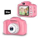 Seckton Upgrade Kids Selfie Camera, Christmas Birthday Gifts for Girls Age 3-9, HD Digital Video Cameras for Toddler, Portable Toy for 3 4 5 6 7 8 Year Old Girl with 32GB SD Card-Pink