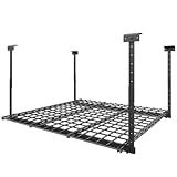 Jusgym 45-Inch x 45-Inch Overhead Garage Storage Rack, 17"-28" Height Adjustable Garage Ceiling Storage Racks, Heavy Duty Storage Organizer System, 250LBS Weight Capacity, Black