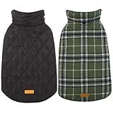 Kuoser Waterproof Dog Coat, Reversible Dog Jacket for Small Dogs, Adjustable Durable Doggie Winter Coat Warm Cozy Puppy Cold Weather Apparel from Small to Large Breed, Green S