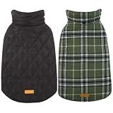 Kuoser Waterproof Dog Coat, Warm Reversible Dog Jacket with Leash Hole