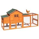 RUNSHED Chicken Coop for 4-6 Chickens Outdoor Wooden Hen House Poultry Pet Hutch for Backyard w/Run Cage & Nesting Box