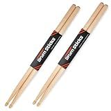 2 Pairs Drum Sticks 5A, Professional Classic Maple Wood Drumsticks, Wood Tip for Acoustic Drums or Electronic Drums, Adults, Kids and Beginners (2Pairs) (2 Pairs)