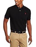 U.S. Polo Assn. Men's Classic Polo Shirt, Two-Button Closure Pique Polo Shirt, Summer Fashion Golf Shirt, Old Black, Large