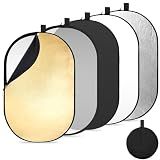 K&F Concept 24" x36” 5-in-1 Oval Foldable Reflector, with Carrying Bag