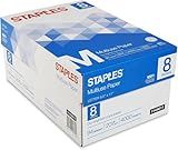Staples Multipurpose Copy Printer Paper, 20 lb, 8.5 x 11 Inches, 8 Reams (4,000 Sheets), 94 Bright, White