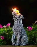 Goodeco Dog Statue with Solar Butterfly Garden Decor