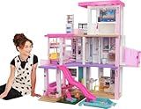 Barbie Dreamhouse (3.75-ft) 3-Story Dollhouse Playset with Pool & Slide, Party Room, Elevator, Puppy Play Area, Customizable Lights & Sounds, 75+ Pieces, Gift for 3 to 7 Year Olds (Amazon Exclusive)