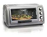 Hamilton Beach 6 Slice Countertop Toaster Oven With Easy Reach Roll-Top Door, Bake, Broil & Toast Functions, Auto Shutoff, Silver (31127D)