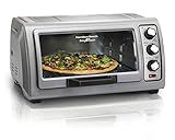 Hamilton Beach 6 Slice Countertop Toaster Oven With Easy Reach Roll-Top Door, Bake, Broil & Toast Functions, Auto Shutoff, Silver (31127D)