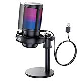 Gaming Microphone for PC: USB Mic for Podcasts Videos & Streaming - Condenser Mic with Quick Mute & Pop Filter - RGB Microphone Gift for Gamer boys - Compatible with PS4/5 & Computer & Laptop