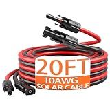 energeaster 10AWG 20 Feet Solar Extension Cable with Pair of Connectors