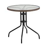 Flash Furniture 28 in Tempered Glass Round Table, Dark Brown