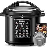 CARORI 1200W 12-in-1 Electric Pressure Cooker 8Qt, Stainless Steel Pressure Cooker, Slow Cook Rice Cooker Steamer Sauté, Yogurt Maker, Warmer & Sterilizer with Recipe, Safer Venting Design, Black