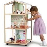 Delta Children Moveable Mansion Dollhouse - 360-Degree Play Dollhouse with Wheeled Base - Includes 16 Accessories - Fits 12-inch Dolls - Pretend Play Dream Gift for Ages 3+