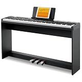 Donner Digital Piano Keyboard Velocity-Sensitive 88 Keys with Removable Piano Stand, Compact Beginner Home Electric Piano with Split Mode, LED Digital Tube for Display, and Triple Pedal DEP-08