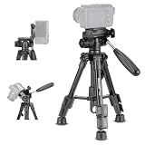NEEWER Basic Mini Desk Tripod for Camera with 3 Way Pan Tilt Head & Handle, Small Portable Metal Tabletop Selfie Stick Stand with 1/4" Screw for DSLR Vlog Video Recording, Max Load 13.2lb, TP02