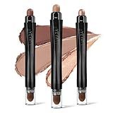 LUXAZA 3Pcs Neutral Brown Eyeshadow Stick Set, Matte And Shimmer Creamy Eyeshadow Pencil, Shiny Pink Shadow, Waterproof Long Lasting Smoky Eye Makeup