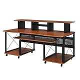 Acme Furniture Metal and Wooden Music Desk with Wheels, Cherry and Black