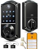 Veise VE017 Fingerprint Smart Door Lock with App Control, Matte Black