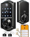 Veise VE017 Fingerprint Smart Door Lock with App Control, Matte Black