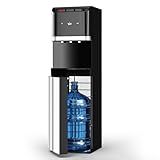 Tehanld Bottom Loading Water Cooler Dispenser for 5 Gallon Bottles,Stainless Steel Water Cooler with 3 Temperature -Hot, Cold & Room,Child Safety Lock,Ideal for Home and Office, Pure Black