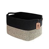 Goodpick Woven Storage Basket for Shelves, 13" x 10" x 9", Black Jute