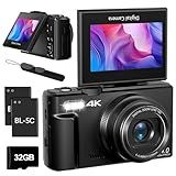 Cameras for Photography, 4K 64MP Digital Vlogging Camera for YouTube with 3" 180° Flip Screen, Compact WiFi Camera with 18X Digital Zoom, 32GB Micro SD Card & 2 Batteries