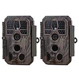 GardePro E5S 2-Pack Trail Camera (Non-Cellular, Non-WiFi), 64MP Photo & 1296P HD Video, 0.1s Trigger, 100ft No-Glow Night Vision, Motion Activated Wildlife Camera