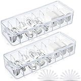 Tatuo 2 Pcs Cable Organizer Box with Wire Ties, Plastic Cord Storage Box with Lid, Electronics Organizer for Home Office Desk Organizers and Accessories (Clear)