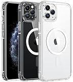 FNTCASE for iPhone 11 Pro-Max Case: Clear Magnetic Phone Cases Compatible with Magsafe Slim Anti Yellowing Military Grade Drop Protection Rugged Protective Transparent Cell Phone Cover (A-Clear)