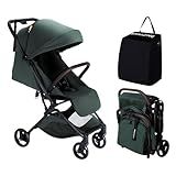 MAMAZING Lightweight Baby Travel Stroller with Carbor Fiber Frame, Compact & Airplane-Friendly, One-Handed Folding Design, 11.6 lbs, Perfect for Toddlers, Green