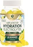 Hydration Electrolyte Gummies - Daily Liquid Replenisher Gummy - Electrolyte Multiplier with Minerals, Potassium & Real Salt - Vegan, Non-GMO - Tasty Lemon Flavor Hydration Electrolytes - 60 Gummies