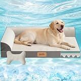 WARKEY Large Dog Bed with Cooling Gel Memory Foam, Orthopedic Waterproof Pet Bed with Washable Cover & Non-Slip Bottom, Cooling Dog Couch Bed, Size: 40"*31.9 "8.1"