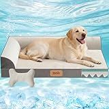 WARKEY Large Dog Bed with Cooling Gel Memory Foam, Orthopedic Waterproof Pet Bed with Washable Cover & Non-Slip Bottom, Cooling Dog Couch Bed, Size: 40"*31.9 "8.1"