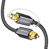 IVANKY Optical Audio Cable, 10ft Toslink Fiber Optic Cord, S/PDIF Digital Optical Audio Cable for Soundbar, Stereo Systems, Home Cinema, Xbox One/PS4/TV, Braided, Gold-Plated Connectors,3M,Grey