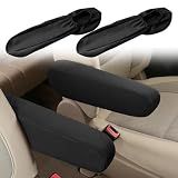 Smeyta 2PC Car Front Seat Armrest Covers,Universal Size Seat Arm Rest Cover,Flat Cloth Fabric Armrest Cover,Car Interior Accessories(Black,1Pair)