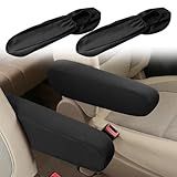 Smeyta 2PC Car Front Seat Armrest Covers,Universal Size Seat Arm Rest Cover,Flat Cloth Fabric Armrest Cover,Car Interior Accessories(Black,1Pair)