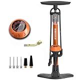 VIMILOLO Bike Pump, Air Bicycle Pump Inflator with Pressure Gauge for Presta and Schrader Valve Tire Ball Bike Portable Pumps 160PSI & 11BAR