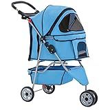 BestPet | 3-Wheel Pet Stroller | Dog and Cat Stroller | Breathable Mesh | Lightweight Travel Carrier | Waterproof & Foldable Design | Storage Basket | Black | for Daily Walks & Outdoor Use