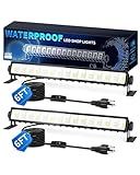 THECHAM IP66 Waterproof 45W LED Shop Lights, 5400LM 6000K Daylight White Garage Light with 6FT Power Cord & Switch, Plug in LED Work Light for Garage WorkbenchWorkshop Warehouses Basement Yard 2 Pack
