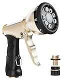RAINPOINT Garden Hose Nozzle, Hose Sprayer Nozzle with 9 Spray Patterns, High Pressure Water Hose Nozzle Heavy Duty Metal Hand Sprayer, Watering Plants and Lawn,Grey