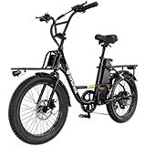 isinwheel U7 Electric Bike for Adults, 20 mph Cargo Ebike 1000W Peak Adult Electric Bicycles, 55 Miles Range E Bike, 48V 10.4Ah Removable Battery, 7 Speed Gearshift, 20" Step Thru Ebikes for Adults