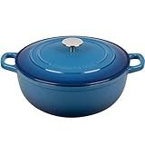 EDGING CASTING Enameled Cast Iron Dutch Oven Pot with Lid for Sourdough Bread Baking, Bread Dutch Ovens, Cooking Pots, 5 Quart, Lake Blue
