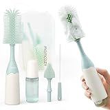 Momcozy Bottle Brush Kit with Push-Press Foam Design - Newborn Essentials Gift, Portable Cleaning Tool for Home & Travel, Baby Bottle Cleaner Brush for Breast Pumps & Nipples, Green